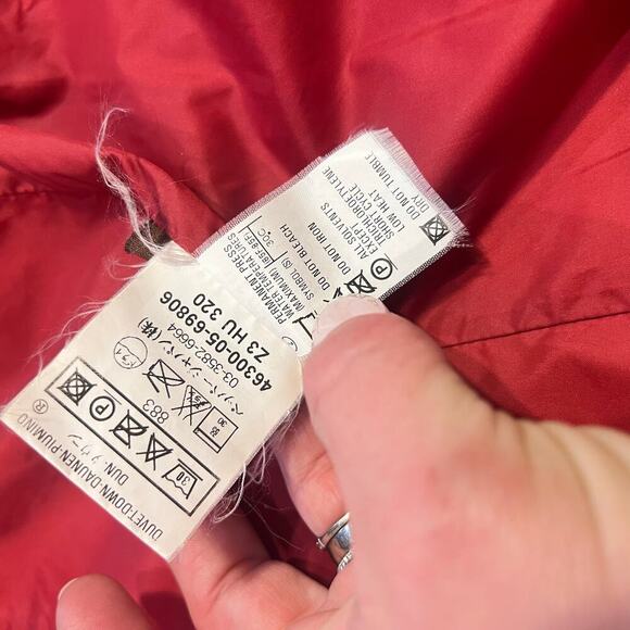 Vintage Moncler Long Down Puffer Jacket Coat Womens Size 2 Quilted Red Insulated - Picture 8 of 11